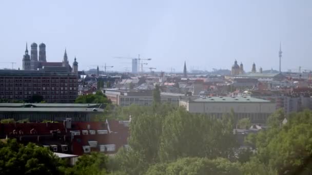Munich Byen Med Frauenkirche Sommeren Opptak Høy Kvalitet – stockvideo