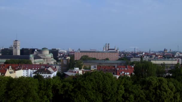 Münchner Stadtbild Mit Olympiaturm Morgen Hochwertiges Filmmaterial — Stockvideo