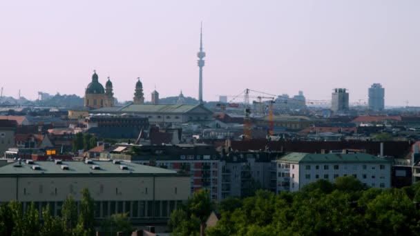 Münchner Stadtbild Mit Frauenkirche Sommer Hochwertiges Filmmaterial — Stockvideo