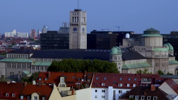 Müncheni Városkép Deutsches Múzeummal Történelmi Központtal Reggel Kiváló Minőségű Felvételek — Stock videók