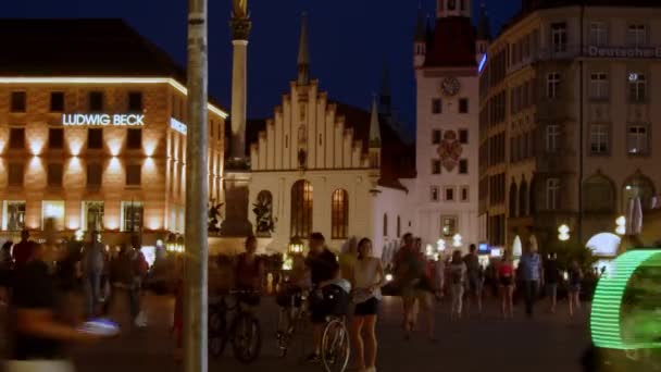 Μόναχο Marienplatz Time Lapse Νύχτα Υψηλής Ποιότητας Πλάνα — Αρχείο Βίντεο