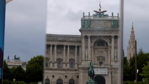 Rakouská Národní Knihovna Vídni Heldenplatz Vysoce Kvalitní Záběry — Stock video