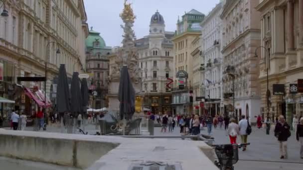 Bécs Forgalmas Jelenete Híres Graben Utcában Kiváló Minőségű Felvételek — Stock videók