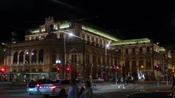 Ópera Estatal Viena Por Noche Imágenes Alta Calidad — Vídeo de stock
