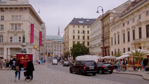 Birinci Bölgedeki Freyung Viyana Şehir Manzarası Yüksek Kalite Görüntü — Stok video