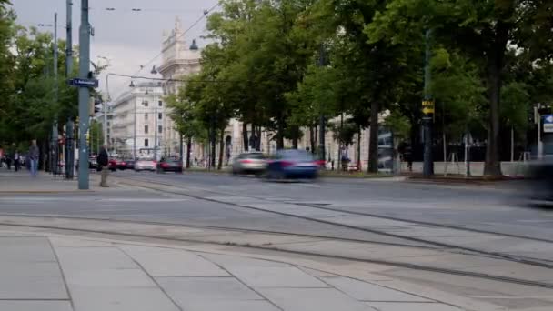 Timelapse Vid Wien Ringstrasse Med Trafik Högkvalitativ Film — Stockvideo