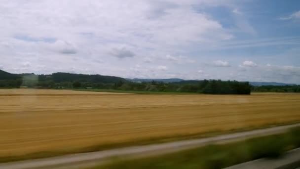 Landschap Neder Oostenrijk Gezien Vanaf Hogesnelheidstrein Hoge Kwaliteit Beeldmateriaal — Stockvideo