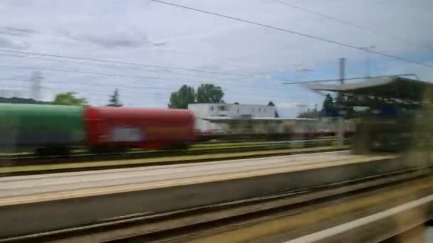 Landsbygdslandskapet Niederösterreich Sett Utifrån Höghastighetståg Högkvalitativ Film — Stockvideo