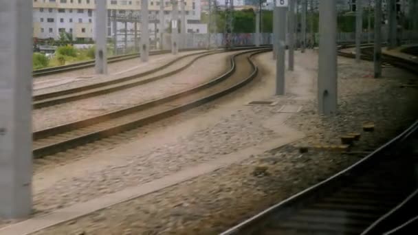 Zug Der Den Wiener Hauptbahnhof Verlässt Hochwertiges Filmmaterial — Stockvideo