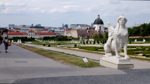 Верхний Дворец Бельведер Вене Летом Высококачественные Кадры — стоковое видео