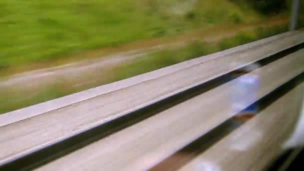 Spoorbaan Met Hoge Snelheid Bewegingsvervaging Van Het Besturen Van Trein — Stockvideo