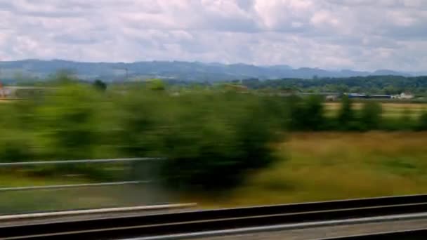 Krajobraz Dolnej Austrii Oglądany Pociągu Dużych Prędkości Wysokiej Jakości Materiał — Wideo stockowe