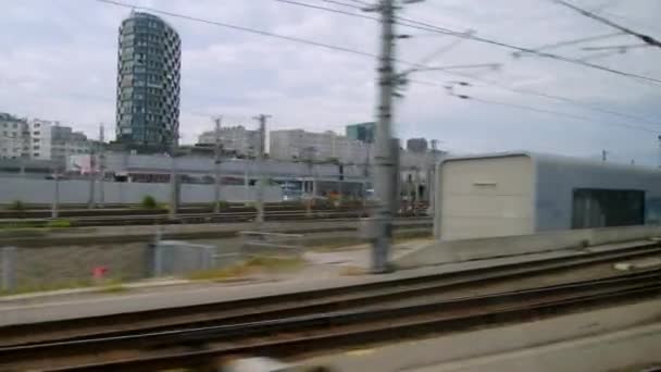 Wienerberg Favoriten Cityscape Viewed Train High Quality Footage — Stock Video