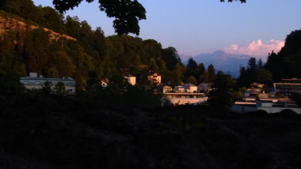 Cidade Salzburgo Bela Luz Noite Verão Imagens Alta Qualidade — Vídeo de Stock