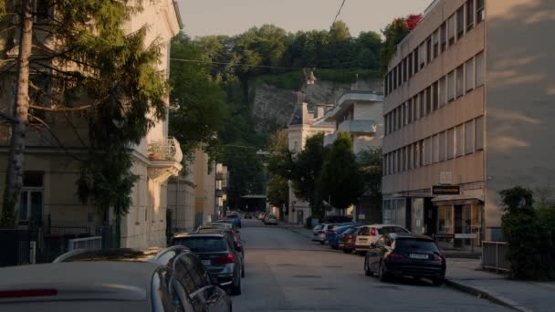 Salzburg Stadsgezicht Prachtige Zomeravond Licht Hoge Kwaliteit Beeldmateriaal — Stockvideo