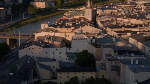 Salzburg Cityscape Beautiful Summer Evening Light High Quality Footage — Stock Video
