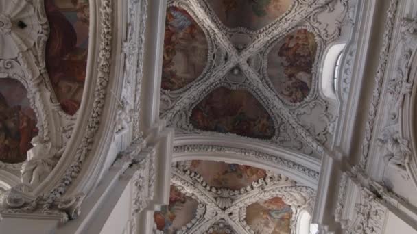 Mennyezeti Freskó Dekoráció Barokk Apátsági Templomban Kiváló Minőségű Felvételek — Stock videók