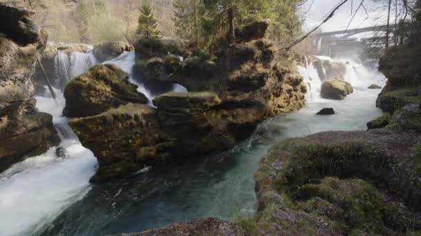 Vue Magnifique Sur Les Cascades Eau Traunfall Images Haute Qualité — Video