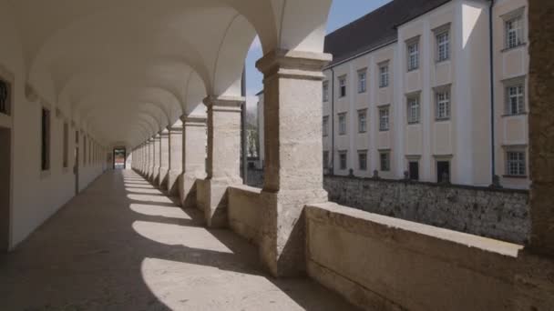 Corridor Arcades Baroque Monastery Kremsmuenster High Quality Footage — Stock Video