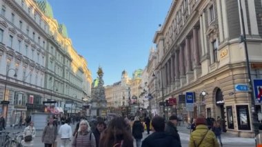 Viyana 'nın ünlü Graben caddesinde yoğun bir sahnesi var. Yüksek kalite 4k görüntü