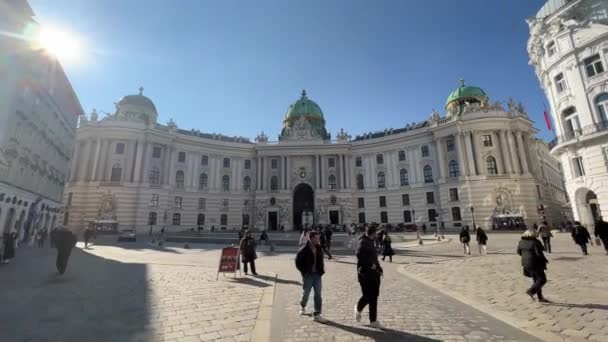 Вход Площадь Михелерплац Императорский Хофбург Высококачественные Кадры — стоковое видео