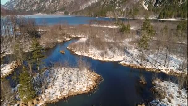 Tiro Aéreo Lago Almsee Inverno Imagens Alta Qualidade — Vídeo de Stock