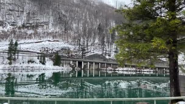 Shot Hydro Power Reservoir Upper Austria Winter High Quality Footage — Stock Video