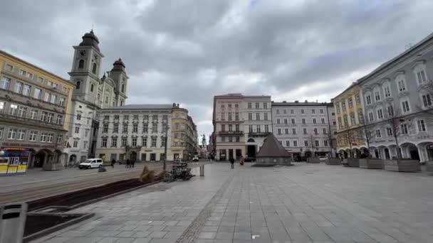 Piazza Principale Linz Inverno Filmati Alta Qualità — Video Stock