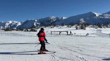 Hinterstoder Yukarı Avusturya 'da kayak panoraması. Yüksek kalite 4k görüntü