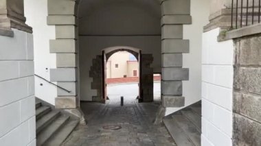 Linz Kalesi 'nin tarihi Rönesans kapısı. Yüksek kalite 4k görüntü