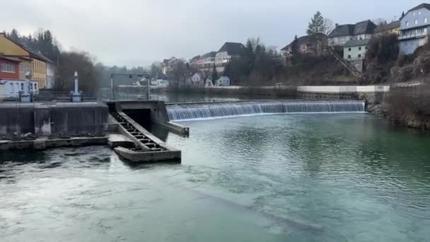Steinbach Der Steyr Con Fiume Steyr Inverno Filmati Alta Qualità — Video Stock