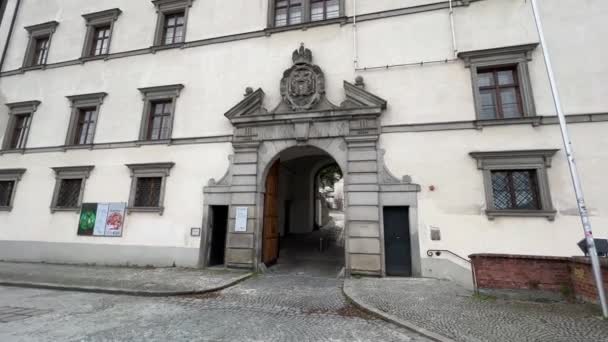 Entrada Fachada Histórico Castelo Linz Imagens Alta Qualidade — Vídeo de Stock