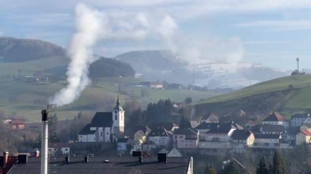 Schöne Aussicht Auf Grünburg Und Steinbach Steyrtal Oberösterreich Hochwertiges Filmmaterial — Stockvideo