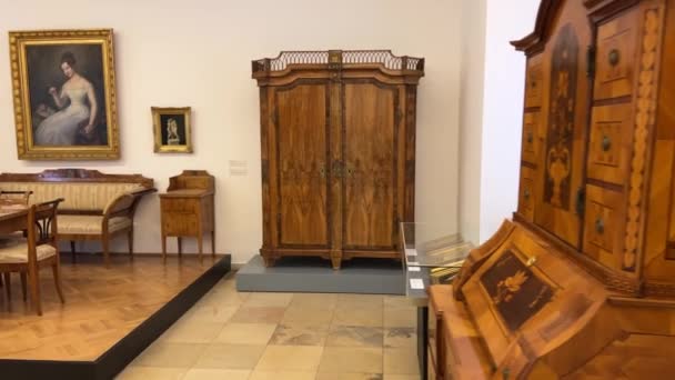 Barokní Starožitný Nábytek Zámku Vysoce Kvalitní Záběry — Stock video