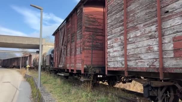 Stare Wagony Kolejowe Torze Wysokiej Jakości Materiał — Wideo stockowe