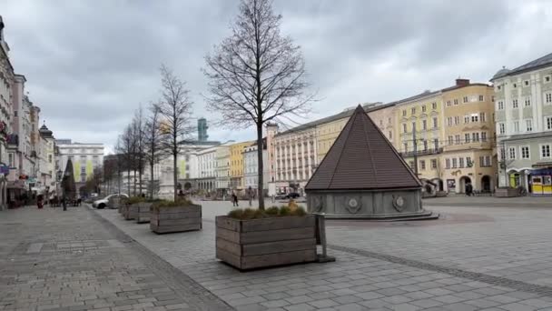Linz Hauptplatz Głównym Placu Śledzenia Strzał Wysokiej Jakości Materiał — Wideo stockowe