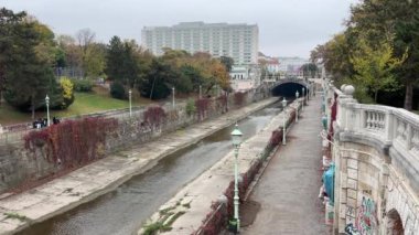 Viyana Stadtpark şehir parkındaki Wien nehri. Yüksek kalite 4k görüntü