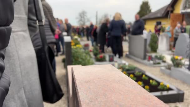 성인들은 묘지에서 예배를 드리고 있습니다 고품질 — 비디오