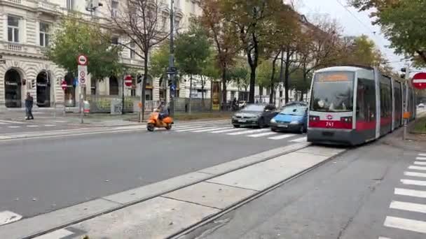 Viyana Parkring Şehir Merkezinde Trafik Vardı Yüksek Kalite Görüntü — Stok video