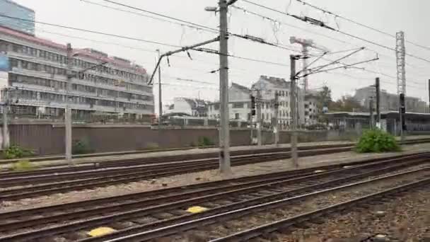 Wenen Meidling Treinstation Gezien Vanaf Het Station Hoge Kwaliteit Beeldmateriaal — Stockvideo
