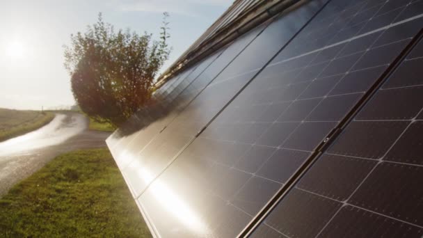 Sistema Fotovoltaico Con Paneles Luz Solar Imágenes Alta Calidad — Vídeo de stock