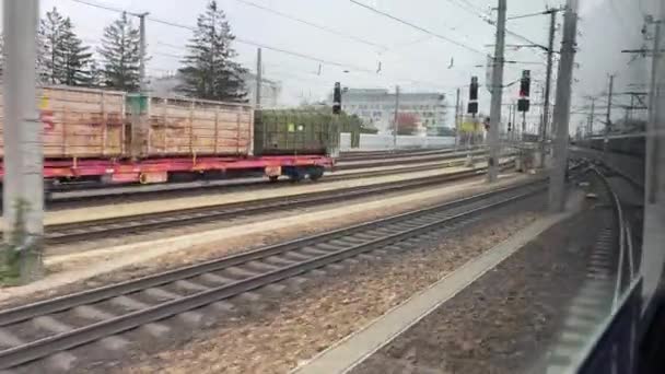 Sankt Poelten Aşağı Avusturya Daki Tren Istasyonu Yüksek Kalite Görüntü — Stok video