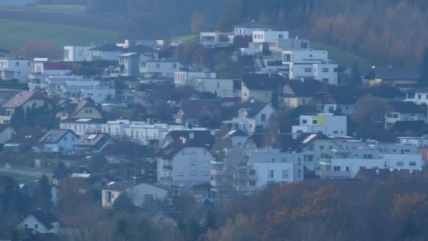 Asentamiento Con Casas Residenciales Campiña Austriaca Superior Imágenes Alta Calidad — Vídeos de Stock