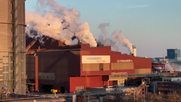 Steel Plant Fumes Sunlight High Quality Footage — Stock Video