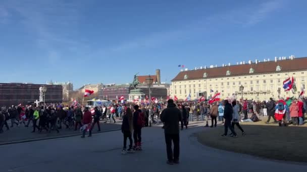 Viena Áustria 2022 Protestos Corona Heldenplatz Imagens Alta Qualidade — Vídeo de Stock