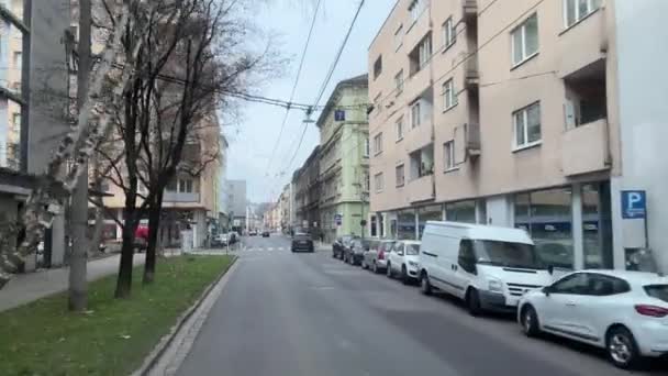 Linz Ulica Sceny Jazdy Samochodem Wysokiej Jakości Materiał — Wideo stockowe