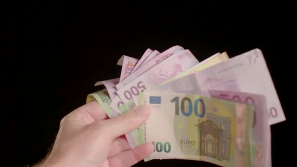 Размахивая Банкнотами Евро Замедленной Съемке Высококачественные Fullhd Кадры — стоковое видео