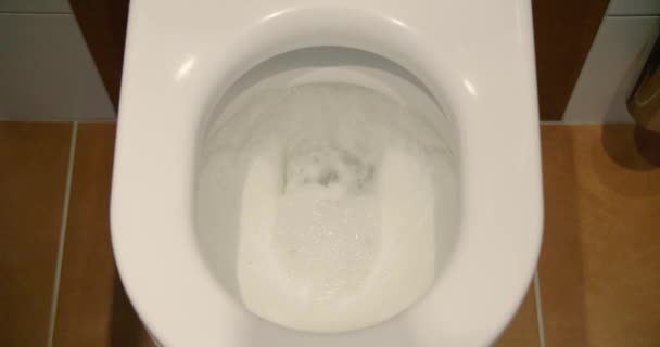 Spłukiwana Biała Toaleta Wysokiej Jakości Materiał — Wideo stockowe