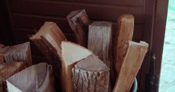 Palivové Dřevo Dřevěné Skříňce Vysoce Kvalitní Záběry — Stock video
