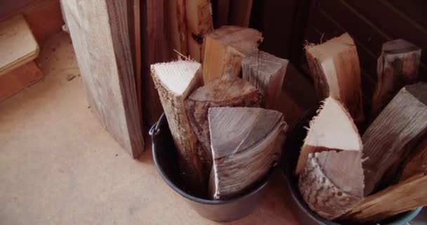 Palivové Dřevo Dřevěné Skříňce Vysoce Kvalitní Záběry — Stock video
